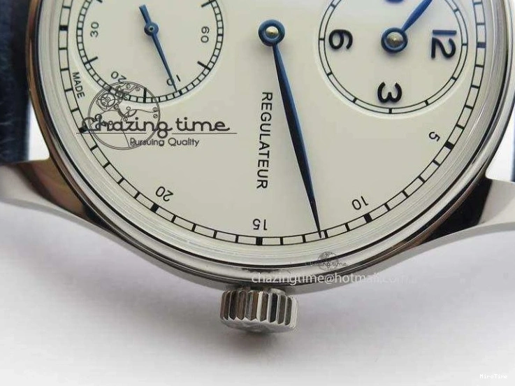 MIROTIME 0113 Portuguese IW5444 SS White Dial Blue Numbers On Blue Leather Strap A Modern 7258